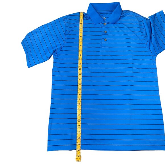 Pebble Beach Performance Golf Polo Mens Size M Royal Blue Striped Knit Preppy - Picture 10 of 10